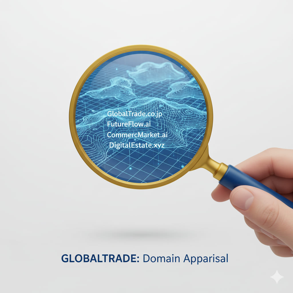 価値あるドメイン（土地）を選定する鑑定眼を象徴するビジュアル